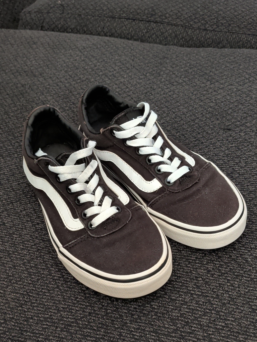 Women's Black and White Low-Top Canvas Sneakers